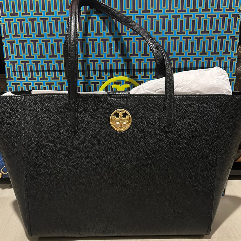 Tory Burch Black Structured Tote Bag